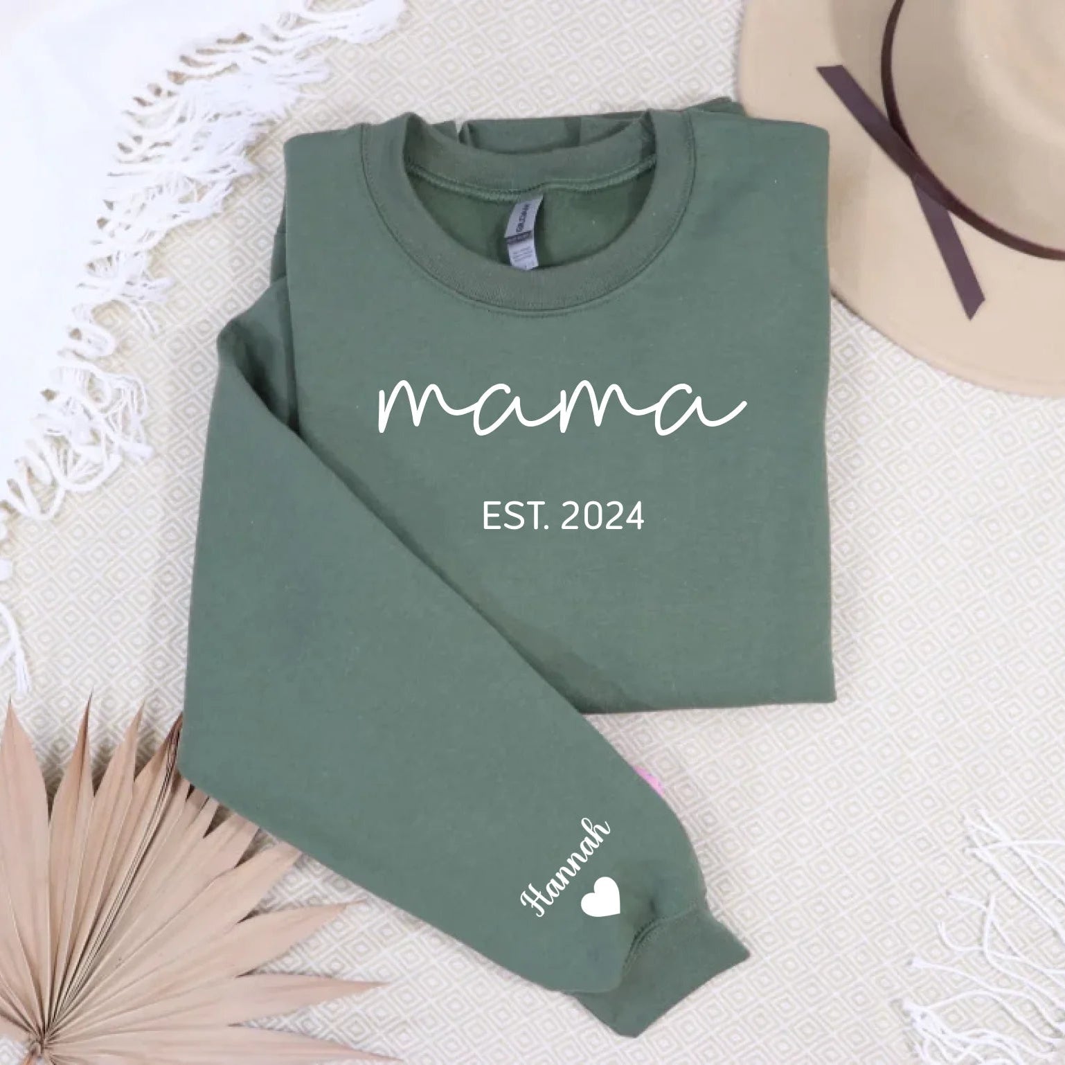 “Personalisiertes Mama-Sweatshirt” mit Kindernamen und Datum