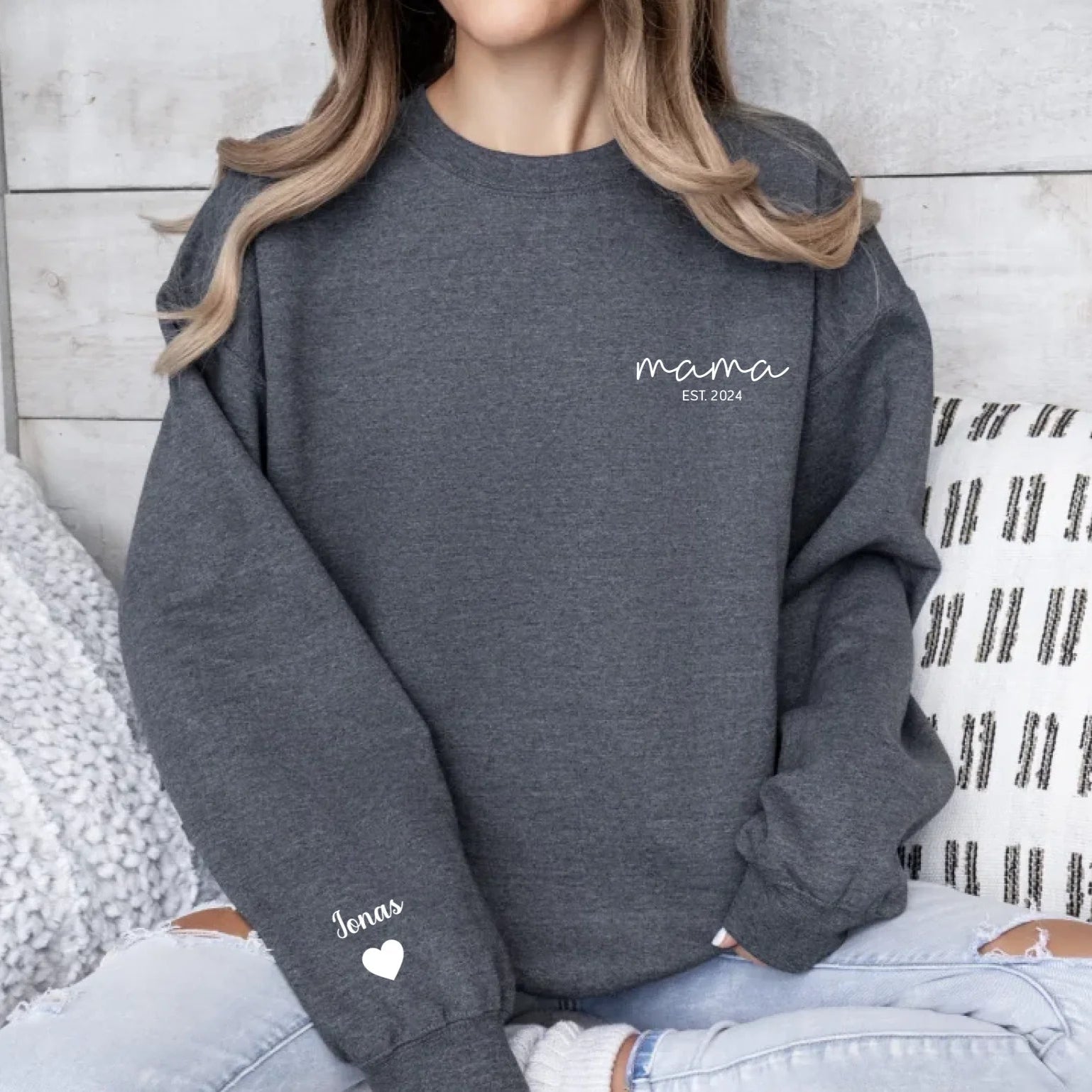 “mama” - Personalisiertes Sweatshirt mit Kindernamen und Datum