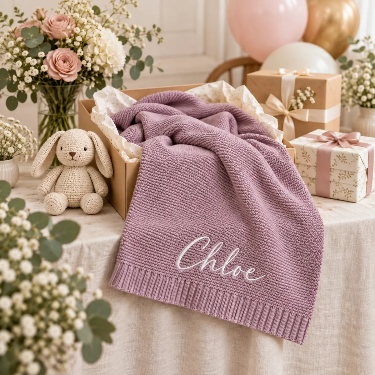 Personalisierte Babydecke mit Kindernamen