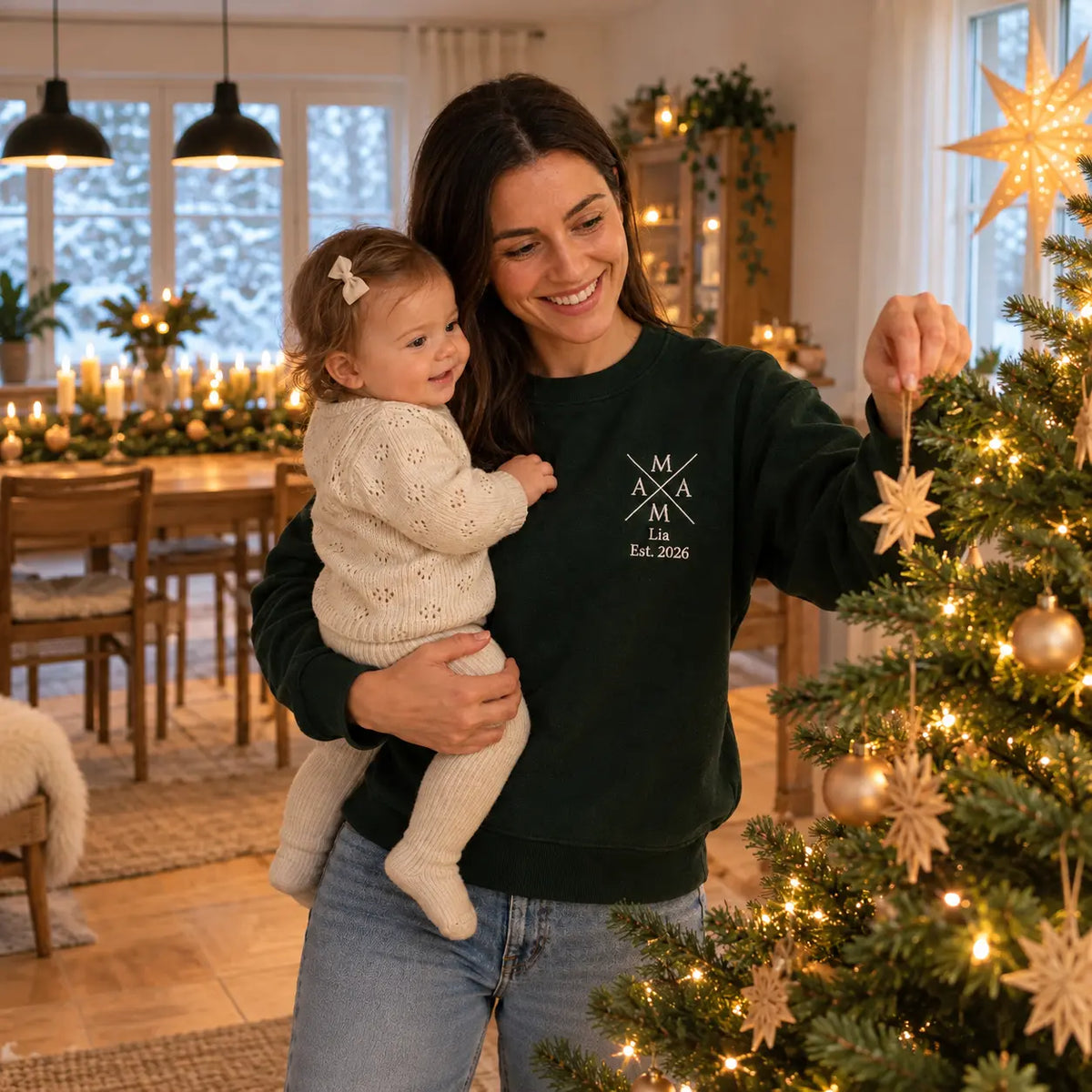 "Mama Crossed” - Personalisiertes Sweatshirt mit Kindernamen und Datum