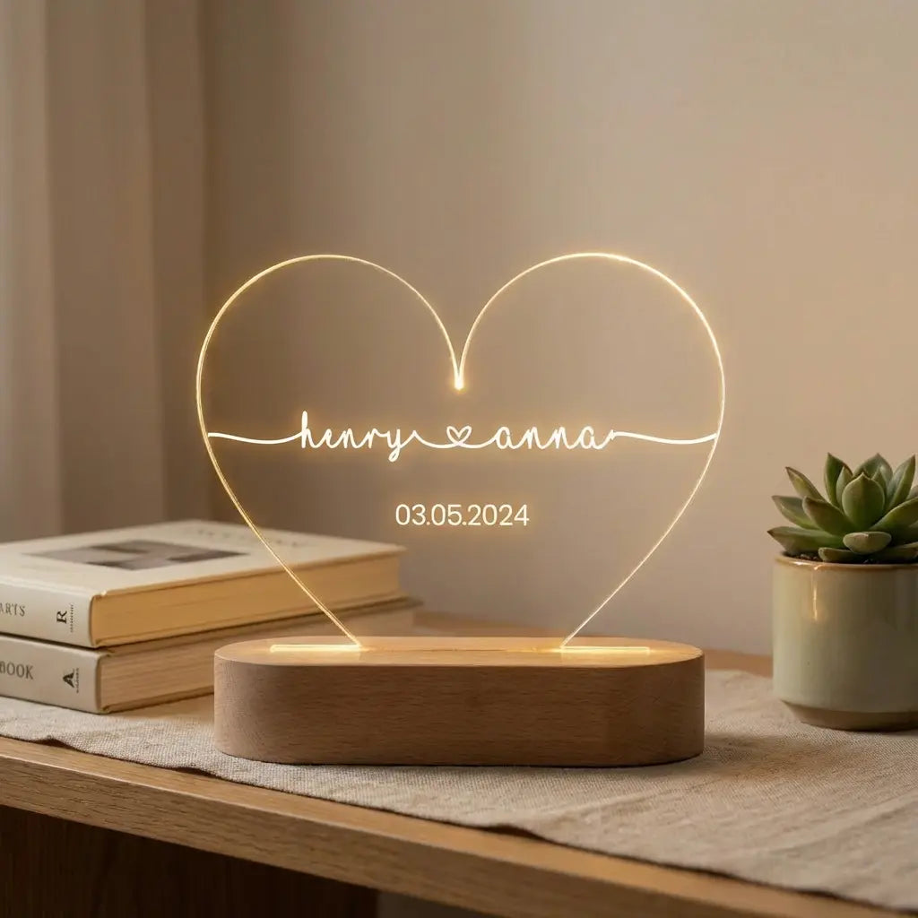 "Für immer" - Personalisiertes Herz Nachtlicht