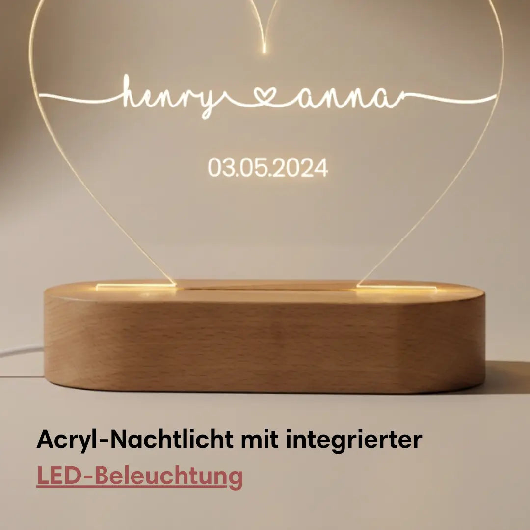 "Für immer" - Personalisiertes Herz Nachtlicht