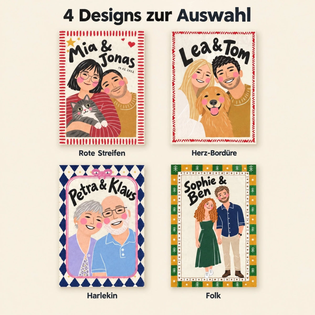 4 Designs zur Auswahl