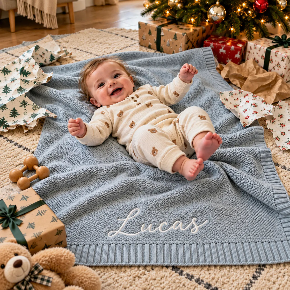 Personalisierte Babydecke mit Kindernamen