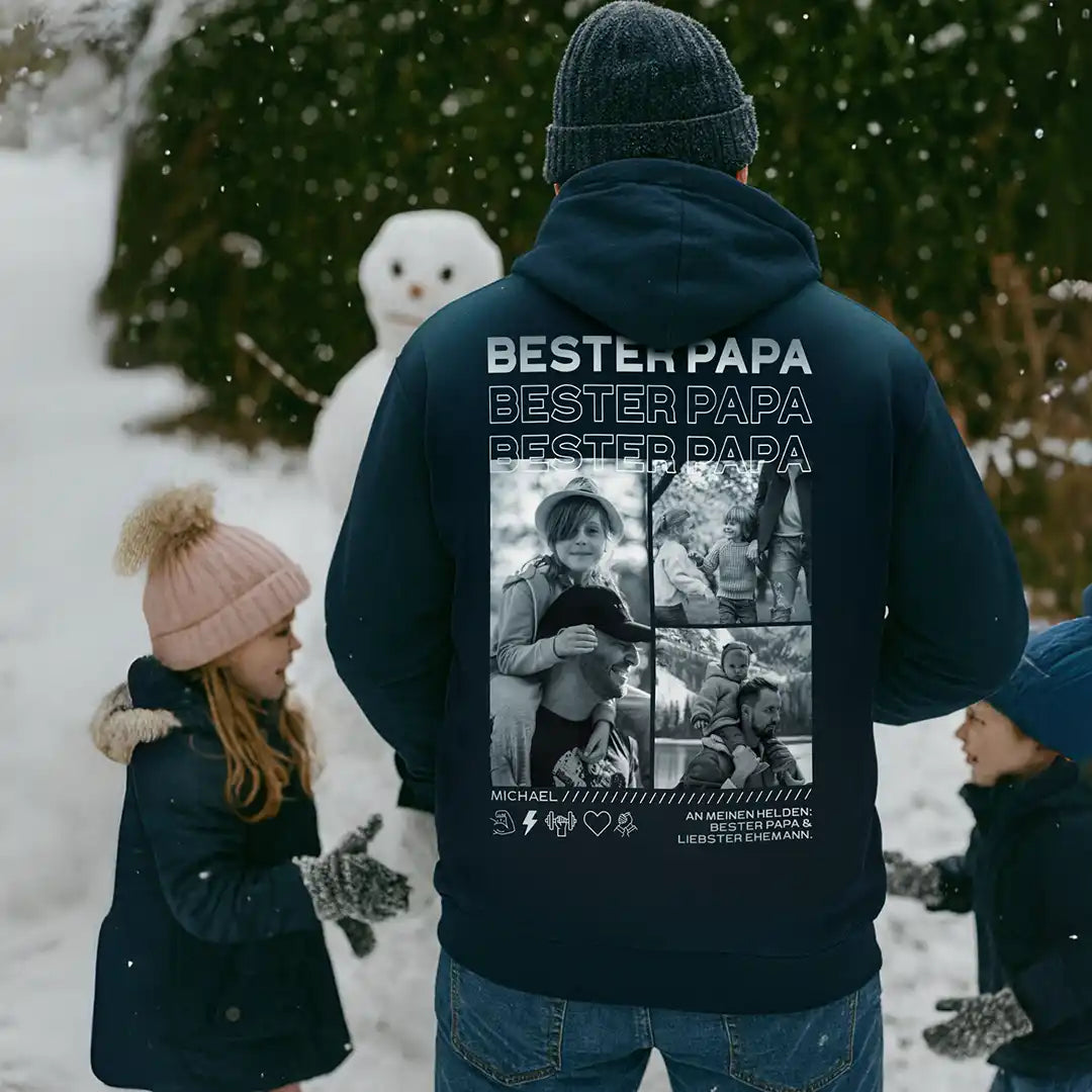 “Papa” - Personalisiertes Hoodie mit Fotos