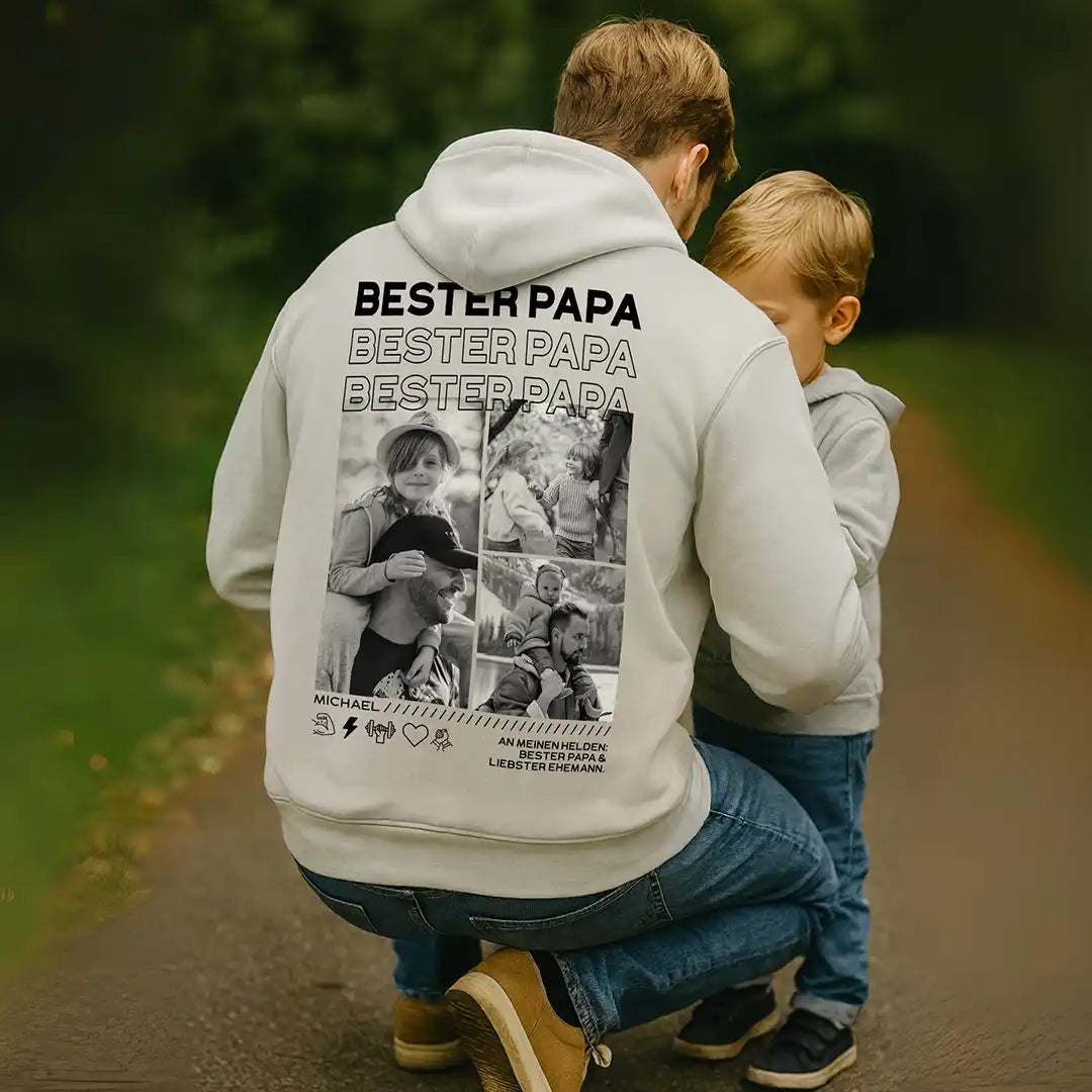“Papa” - Personalisiertes Hoodie mit Fotos