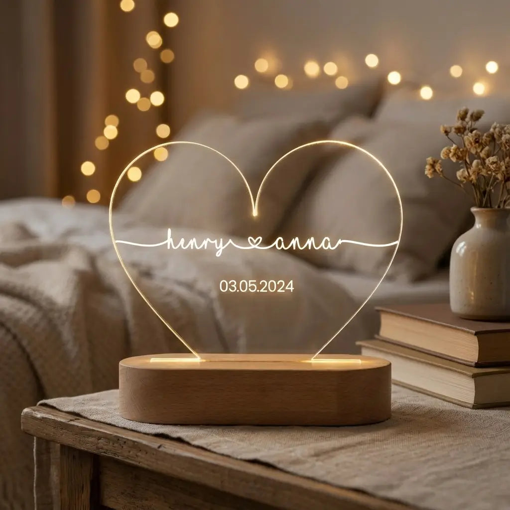 "Für immer" - Personalisiertes Herz Nachtlicht