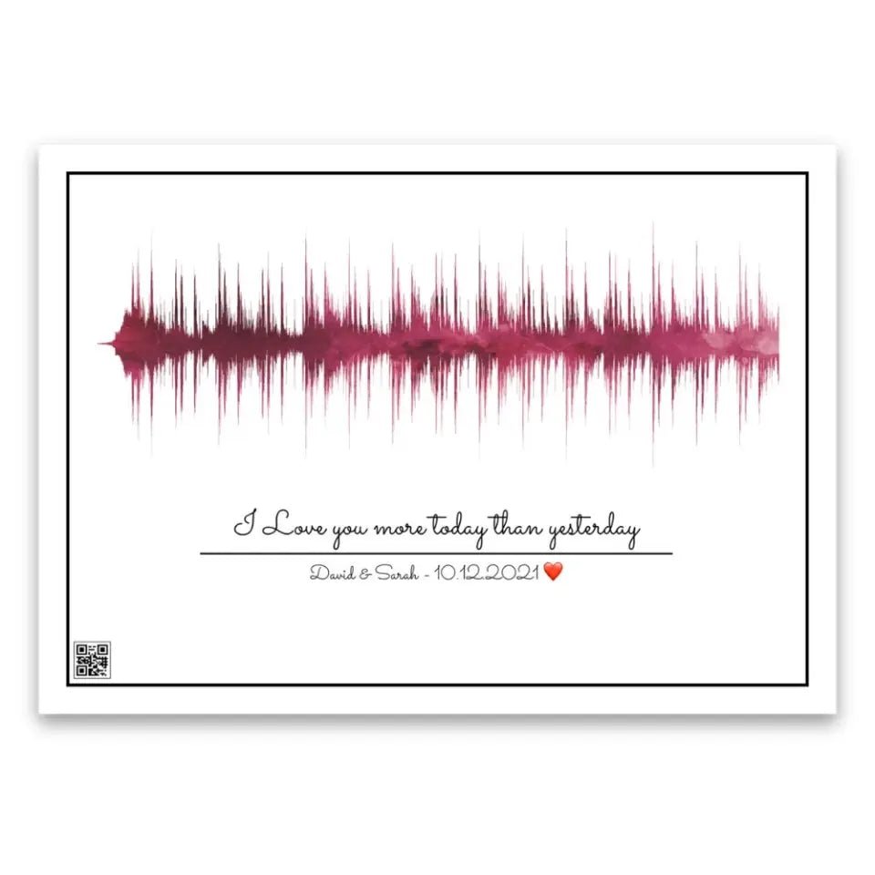 Personalisiertes Soundwave-Poster mit QR-Code - Wellentine.de