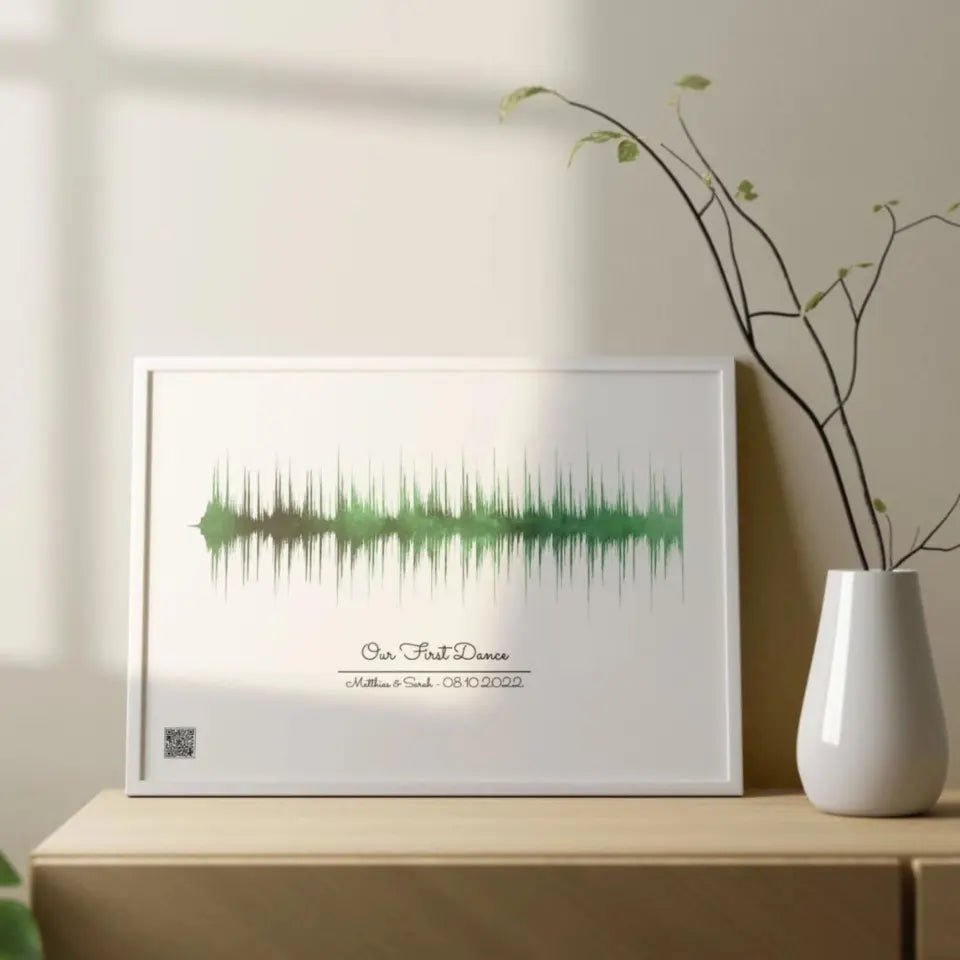 Personalisiertes Soundwave-Poster mit QR-Code - Wellentine.de