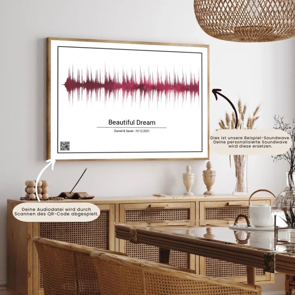 Personalisiertes Soundwave-Poster mit QR-Code - Wellentine.de