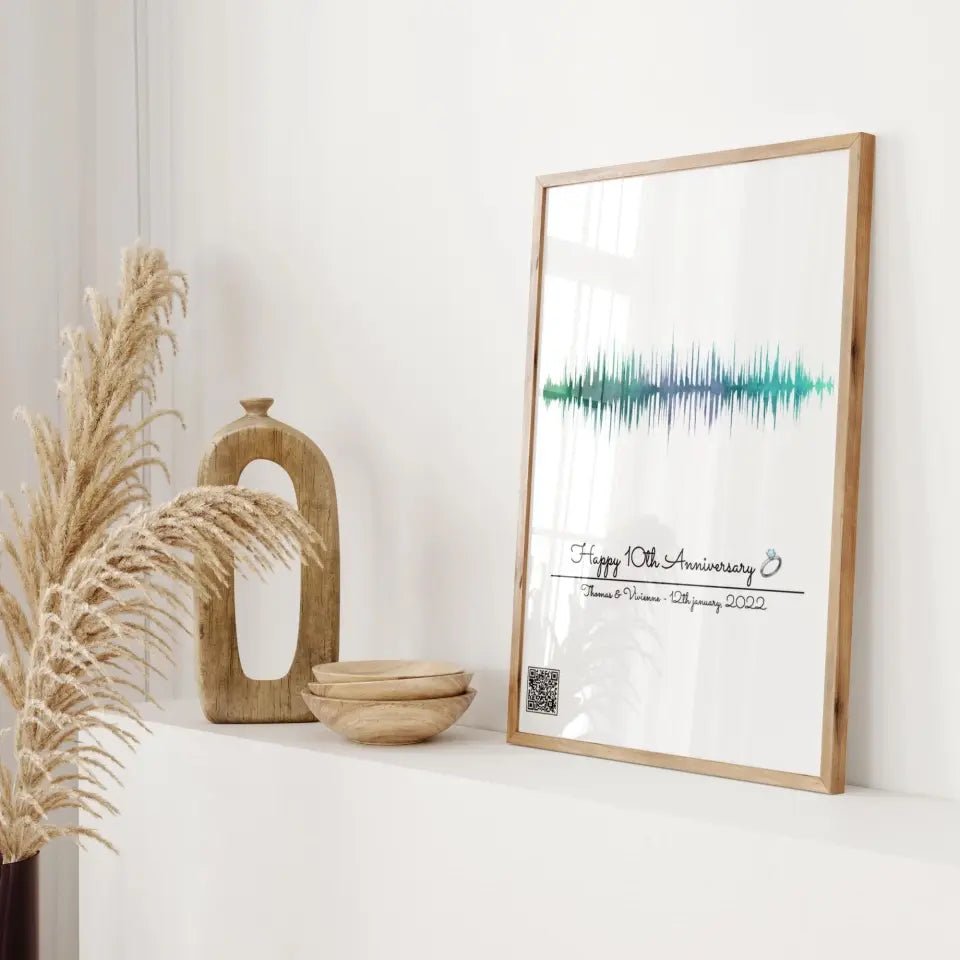 Personalisiertes Soundwave-Poster mit QR-Code - Wellentine.de