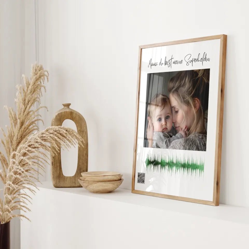 Personalisiertes Soundwave-Poster mit QR-Code zum Vatertag - Wellentine.de